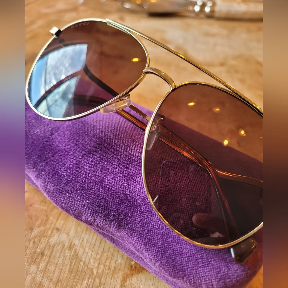 GUCCI Aviator Gold - Brown Sunglasses